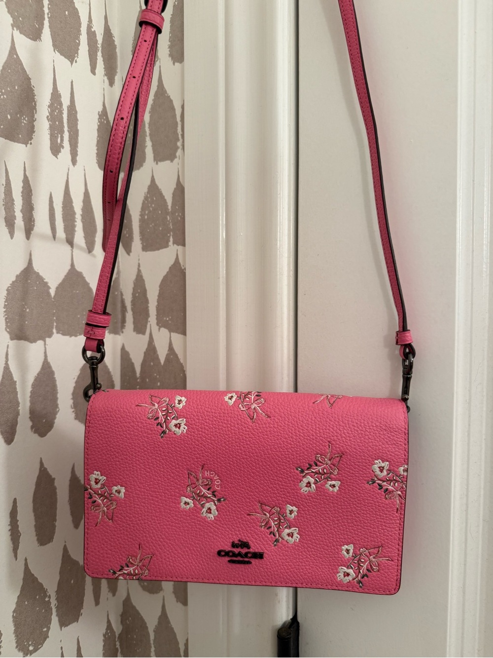 Coach Pink Floral Leather Crossbody